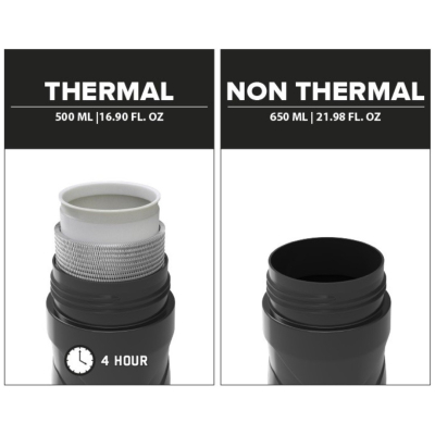 Fľaša termo Polisport, T500 ml, čierno/sivá