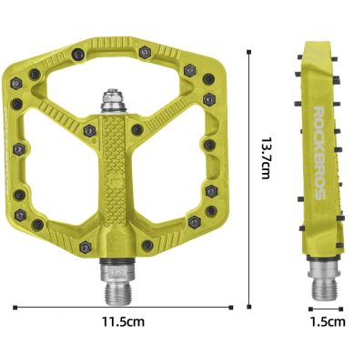 Pedál RB, PL,LSL Flat nylon, 9/16, žlto/zelená
