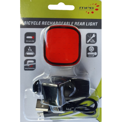 Svetlo zadné MPB, 36 LED, 25Lm, 5F, USB nabíjanie,