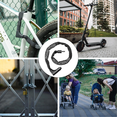 Zámok RB reťazový kódový aj na kľúč 960mm, čierny