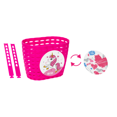 Košík predný plast, detský, ružový, motív