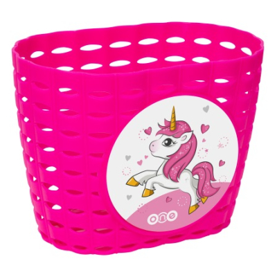 Košík predný plast, detský, ružový, motív