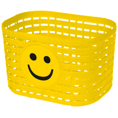 Košík predný plast, detský, žltý motív smajlík