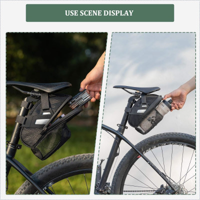 Taška RB podsedlová s držiakom fľaše, kapacita 1L, čierna