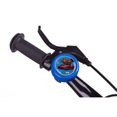 Zvonček oceľ motív autá, na karte, modrý