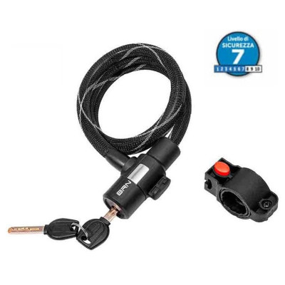 Zámok BRN LU116N špirálový na kľúč, 12x1000mm,čierny