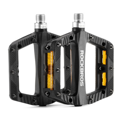 Pedál RockBros, PL,LSL Flat nylon, 9/16, čierny s odrazkami