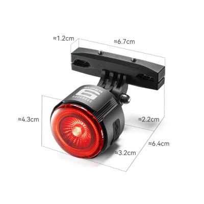 Svetlo zadné RockBros,  25 Lm, IPX5, 6 Funkcií, USB nabíjateľné. V cene výrobku je zahrnutý recykl.pop.pre SR v sume 0,1248 €/kg