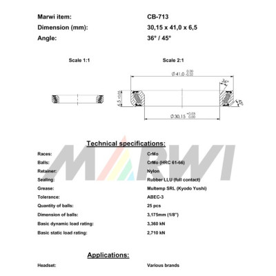 Ložisko hl.zloženia 1 1/8 Union, CB-713