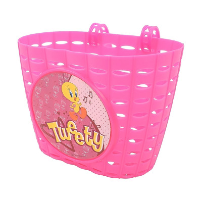 Košík predný plast, detský, motív Tweety,ružový