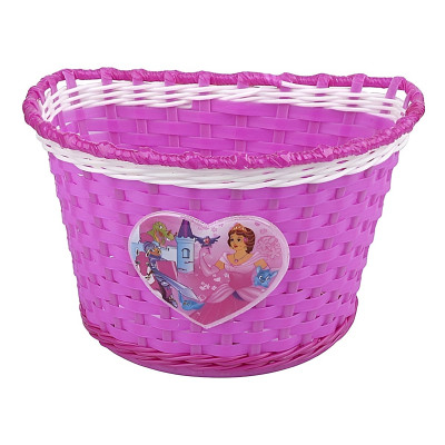 Košík predný plast, detský s motívom, ružovo/biely