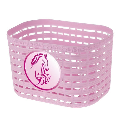 Košík predný plast, detský, ružový motív koník