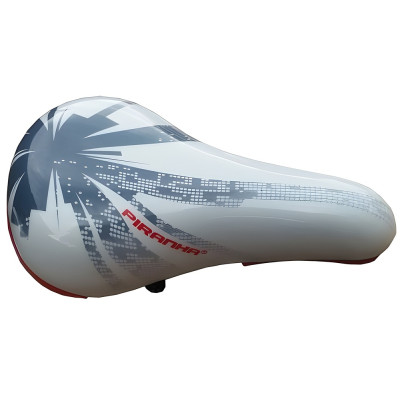 *Sedlo BMX bielo-sivo-červené s grafikou