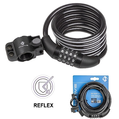 Zámok M-Wave,špirála na kód reflexný 10x1800mm,na