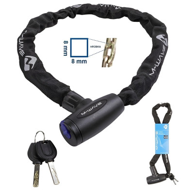 Zámok M-Wave, reťazový na klúč 6x850mm, na karte