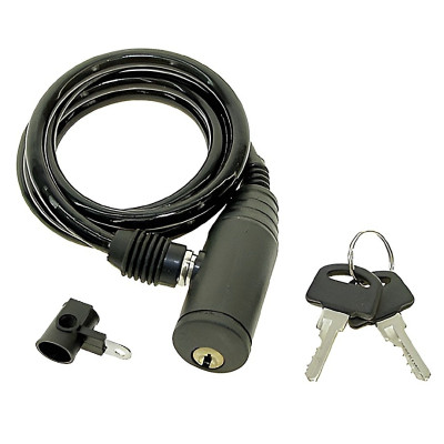 Zámok špirálový na kľúč 6x1000mm, čierny