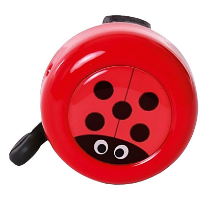 Zvonček oceľ motív lienka, na karte, červený