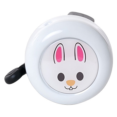 Zvonček oceľ motív zajac, na karte, biely