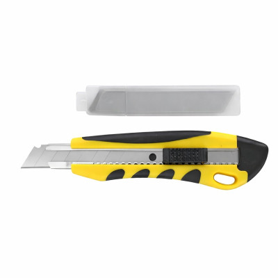 Nôž odlamovací, šírka čepele 18 mm + 10 ks čepelí, plast