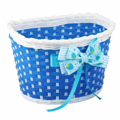 Košík predný plast, detský, modro/biely
