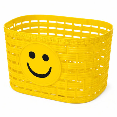 Košík predný plast, detský, žltý motív smajlík