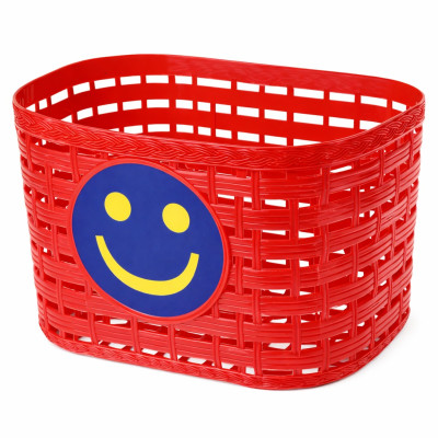 Košík predný plast, detský, červený motív smajlík