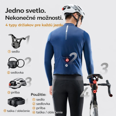 Svetlo zadné RockBros R0, 20 Lm, 5F, IPX6, USB nabíjateľné, vodeodolné. V cene výrobku je zahrnutý recykl.pop.pre SR v sume 0,12