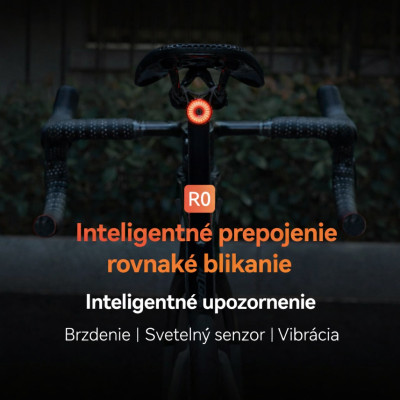 Svetlo zadné RockBros R0, 20 Lm, 5F, IPX6, USB nabíjateľné, vodeodolné. V cene výrobku je zahrnutý recykl.pop.pre SR v sume 0,12