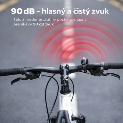 Zvonček RockBros, mosadz, 90 dB, strieborný