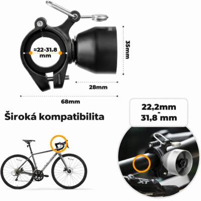 Zvonček RockBros, mosadz, 90 dB, zlatý