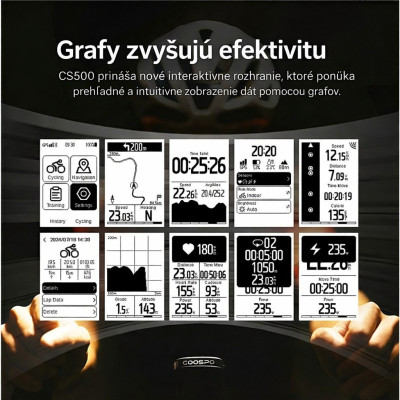 Computer Coospo CS500 s GPS a USB nabíjaním. V cene výrobku je zahrnutý recykl.pop.pre SR v sume 0,1248 €/kg.