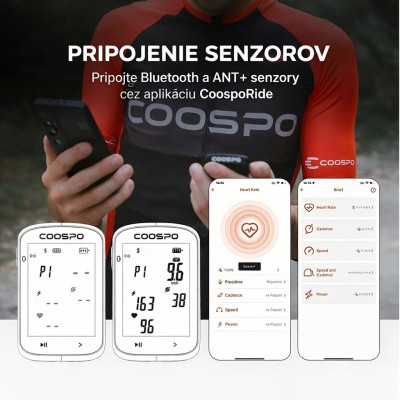 Computer Coospo CS300 s GPS a USB nabíjaním. V cene výrobku je zahrnutý recykl.pop.pre SR v sume 0,1248 €/kg.