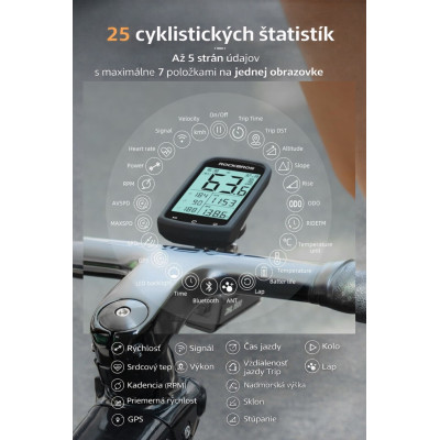 Computer RB, IPX6, bezdrôtový, vodotesný, GPS. V cene výrobku je zahrnutý recykl.pop.pre SR v sume 0,1248 €/kg.