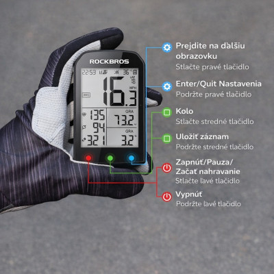 Computer RB, IPX6, bezdrôtový, vodotesný, GPS. V cene výrobku je zahrnutý recykl.pop.pre SR v sume 0,1248 €/kg.