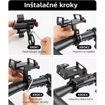 Držiak RockBros otočný na Smartfón pre riaditka, dural