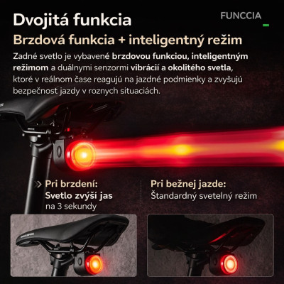 Alarm a svetlo RockBros na bicykel 120 dB, IPX5, čierny. V cene výrobku je zahrnutý recykl.pop.pre SR v sume 0,1248 €/kg