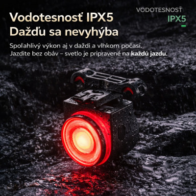 Alarm a svetlo RockBros na bicykel 120 dB, IPX5, čierny. V cene výrobku je zahrnutý recykl.pop.pre SR v sume 0,1248 €/kg