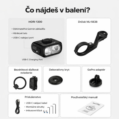 Svetlo predné Magicshine Hori 1300 Lm. V cene výrobku je zahrnutý recykl.pop.pre SR v sume 0,1248 €/kg.