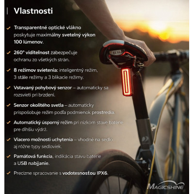 Svetlo zadné Magicshine SEEMEE 100 V2.0, IPX6, USB nabíjanie. V cene výrobku je zahrnutý recykl.pop.pre SR v sume 0,1248 €/kg.