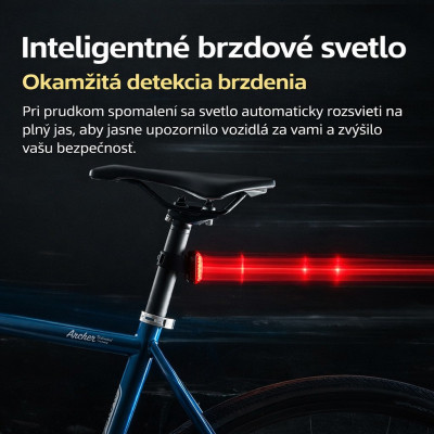 Svetlo zadné RB COB LED, IPX7, USB nabíjateľné, inteligentné . V cene výrobku je zahrnutý recykl.pop.pre SR v sume 0,1248 €/kg.