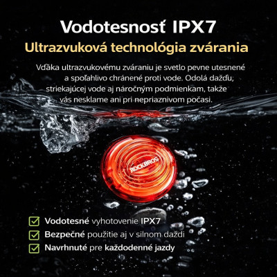 Svetlo zadné RB COB LED, IPX7, USB nabíjateľné, inteligentné . V cene výrobku je zahrnutý recykl.pop.pre SR v sume 0,1248 €/kg.