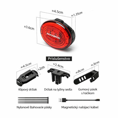 Svetlo zadné RB COB LED, IPX7, USB nabíjateľné, inteligentné . V cene výrobku je zahrnutý recykl.pop.pre SR v sume 0,1248 €/kg.