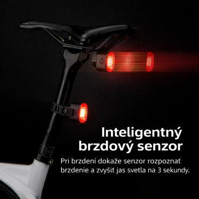 Svetlo zadné RB, 5 Funkcií, IPX6, Q4, USB nabíjateľné, vodeodolné. V cene výrobku je zahrnutý recykl.pop.pre SR v sume 0,1248 €/