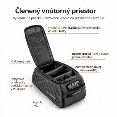 +Taška RockBros na zadný nosič s uzamykateľnou základňou, kapacita 12L