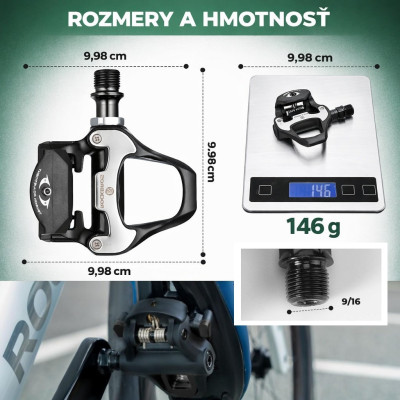 Pedal Rockbros Look Keo, pre nášlapnú obuv, 9/16, ložiskový, čierny