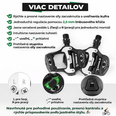 Pedal Rockbros Look Keo, pre nášlapnú obuv, 9/16, ložiskový, čierny