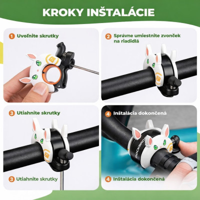 Zvonček RockBros, dural mini, 100 dB,motív zajac