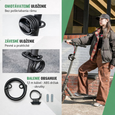 Zámok RockBros U-typ na bicykel, kolobežku kódový,dĺžka 1100 mm