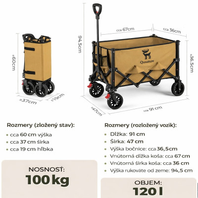 *Skladací kempingový vozík RockBros Qunature, objem 120L
