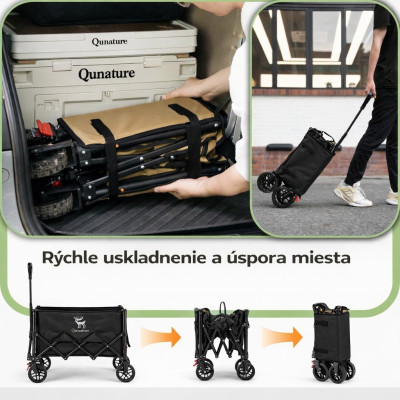 *Skladací kempingový vozík RockBros Qunature, čierny, objem 120L